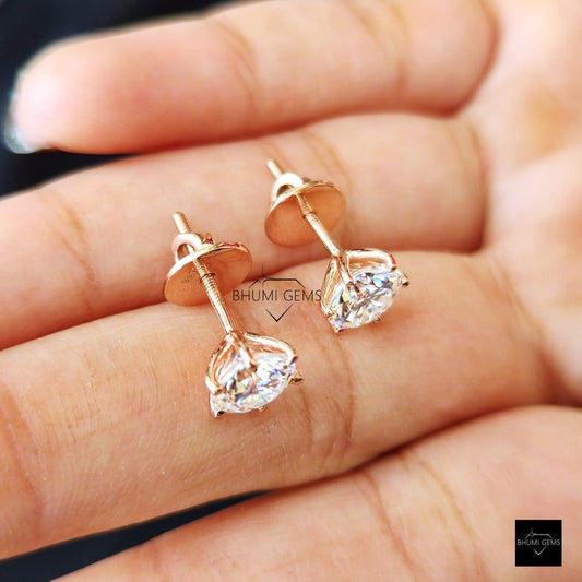 Round Briiliant Cut moissanite Earring