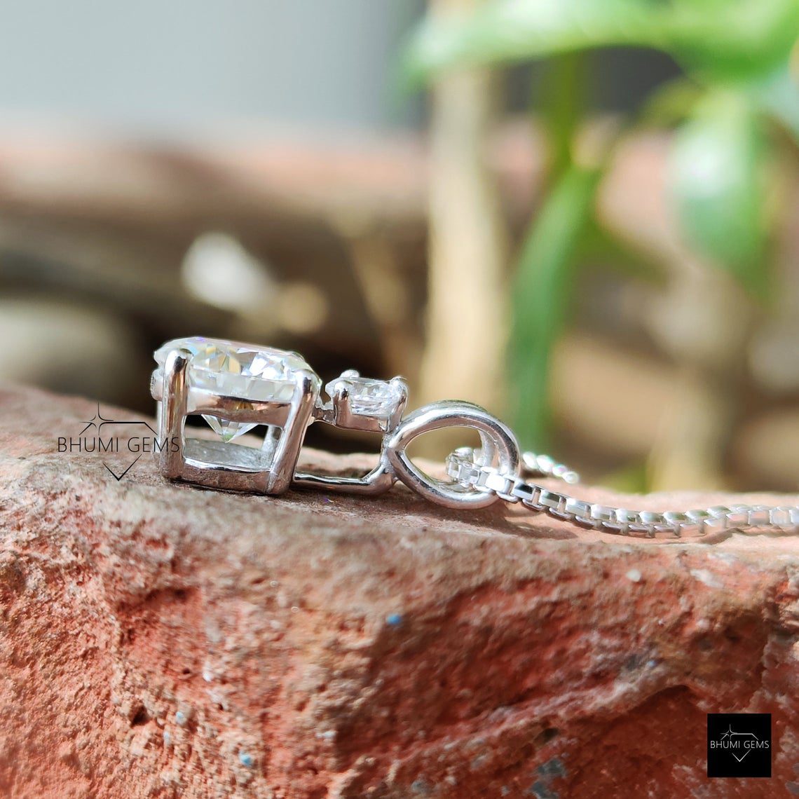 2.15TCW Round Colorless Moissanite Necklace - view 4