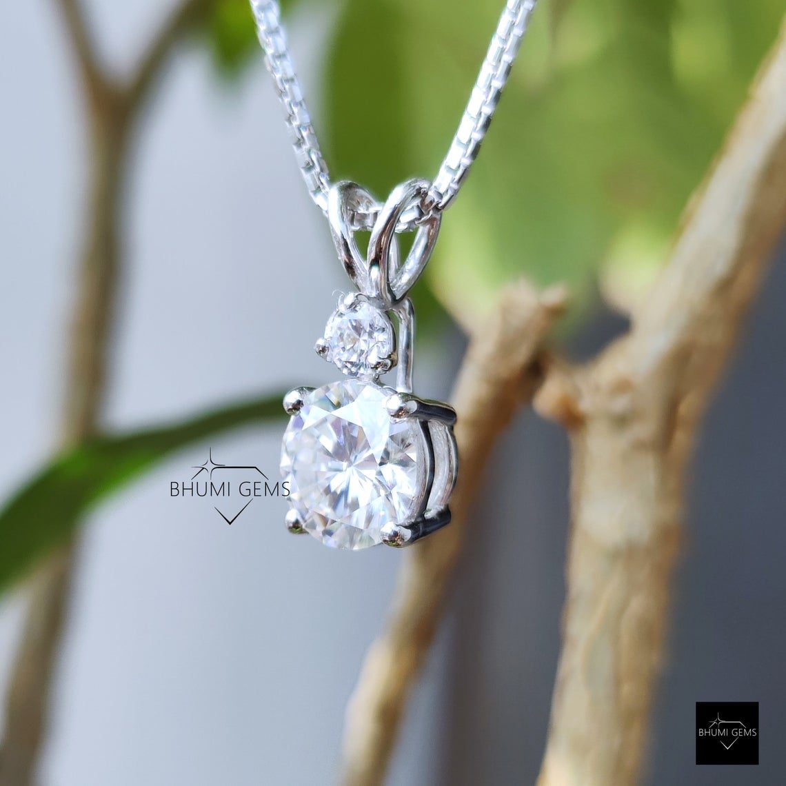 2.15TCW Round Colorless Moissanite Necklace - view 3