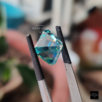 Blue Asscher Loose Moissanite Diamond Gemstone Engagement Moissanite Ring - view 2