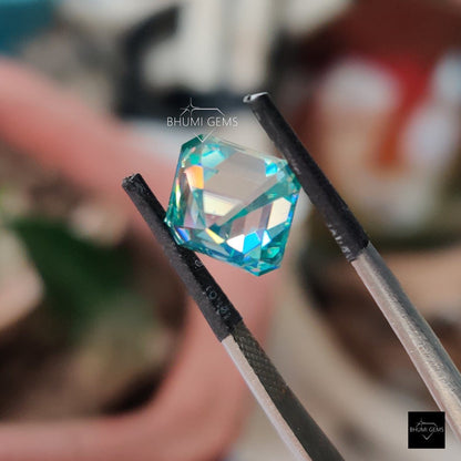 Blue Asscher Loose Moissanite Diamond Gemstone Engagement Moissanite Ring - view 6