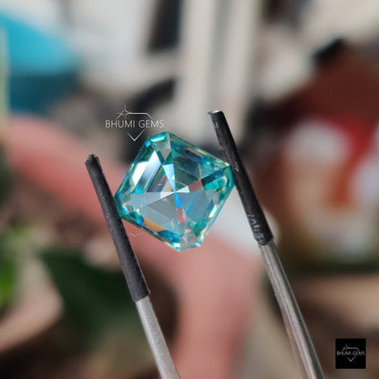 Blue Asscher Loose Moissanite Diamond Gemstone Engagement Moissanite Ring - view 4