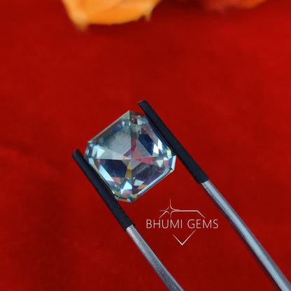 Blue Asscher Loose Moissanite Diamond Gemstone For Engagement, Wedding, Anniversary, Bridal Making Ring, Earring, Pandant By Bhumi Gems