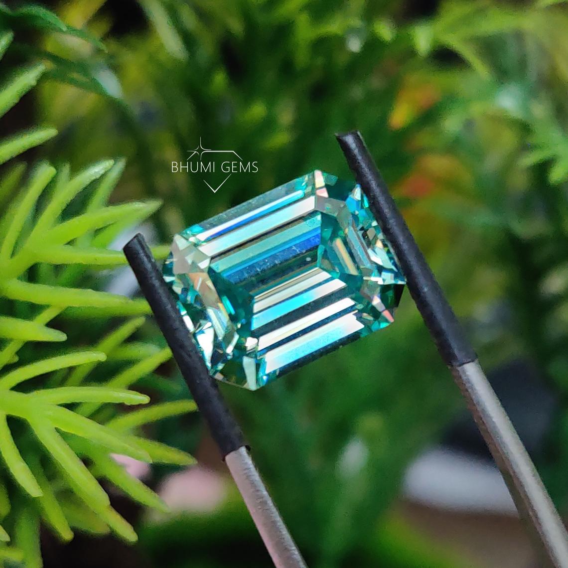 Blue Emerald Cut Loose Moissanite Diamond Loose Gemstone Making Jewelry Engagement Ring - view 5