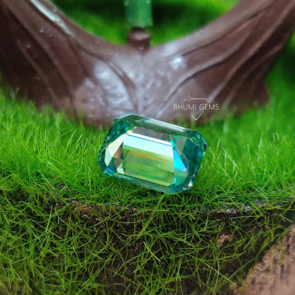 Blue Emerald Cut Loose Moissanite Diamond Loose Gemstone Making Jewelry Engagement Ring - view 4