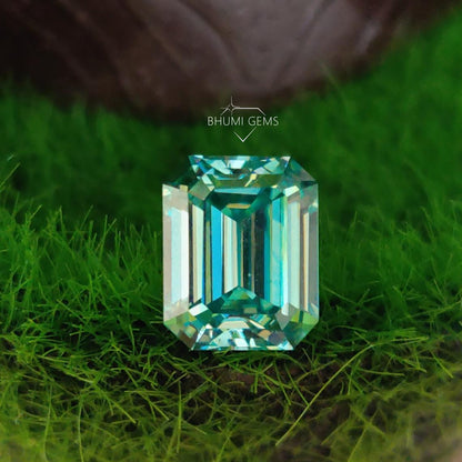 Blue Emerald Cut Loose Moissanite Diamond Loose Gemstone Making Jewelry Engagement Ring - view 3