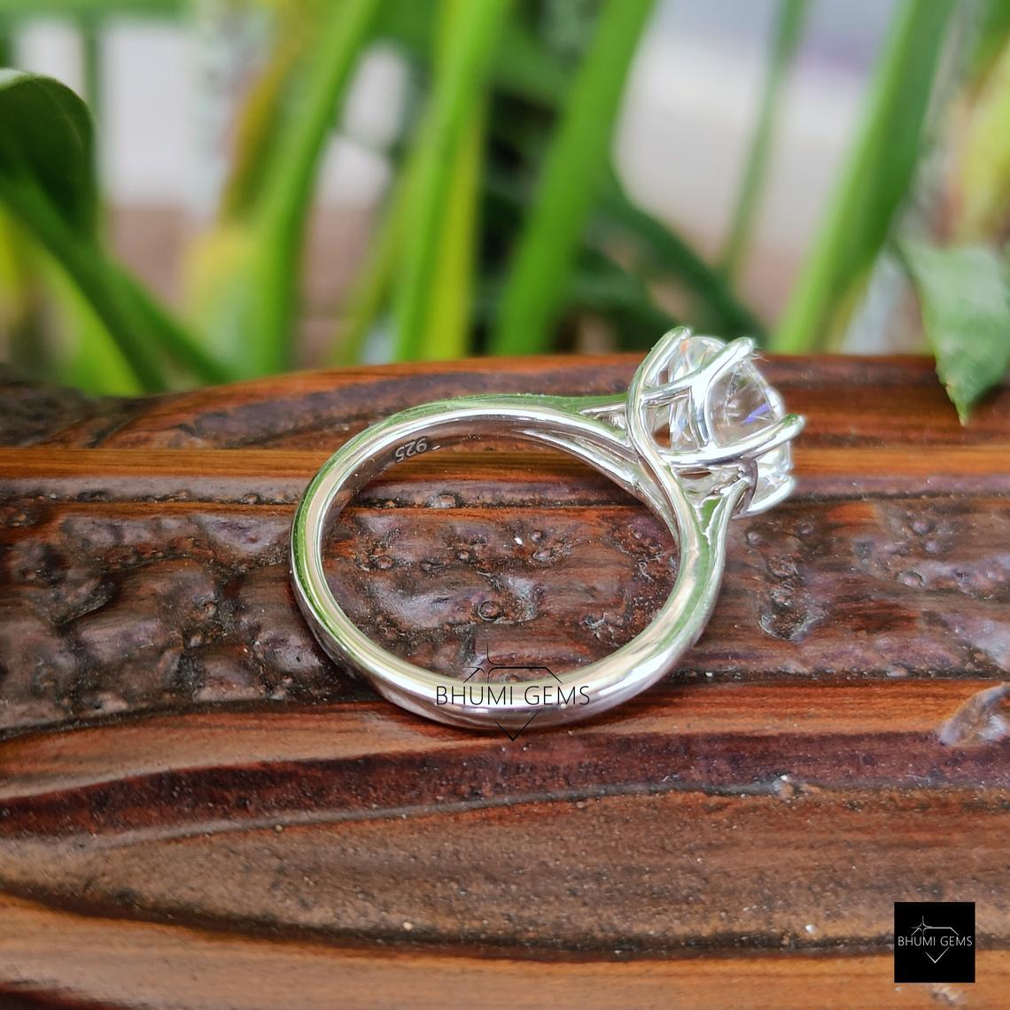Classic 3 CT Round Cut Moissanite Engagement Ring - view 3