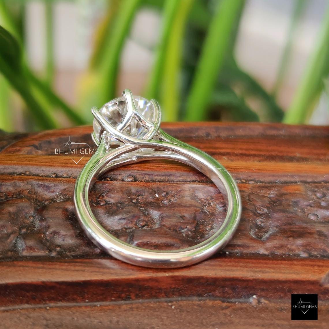 Classic 3 CT Round Cut Moissanite Engagement Ring - view 4
