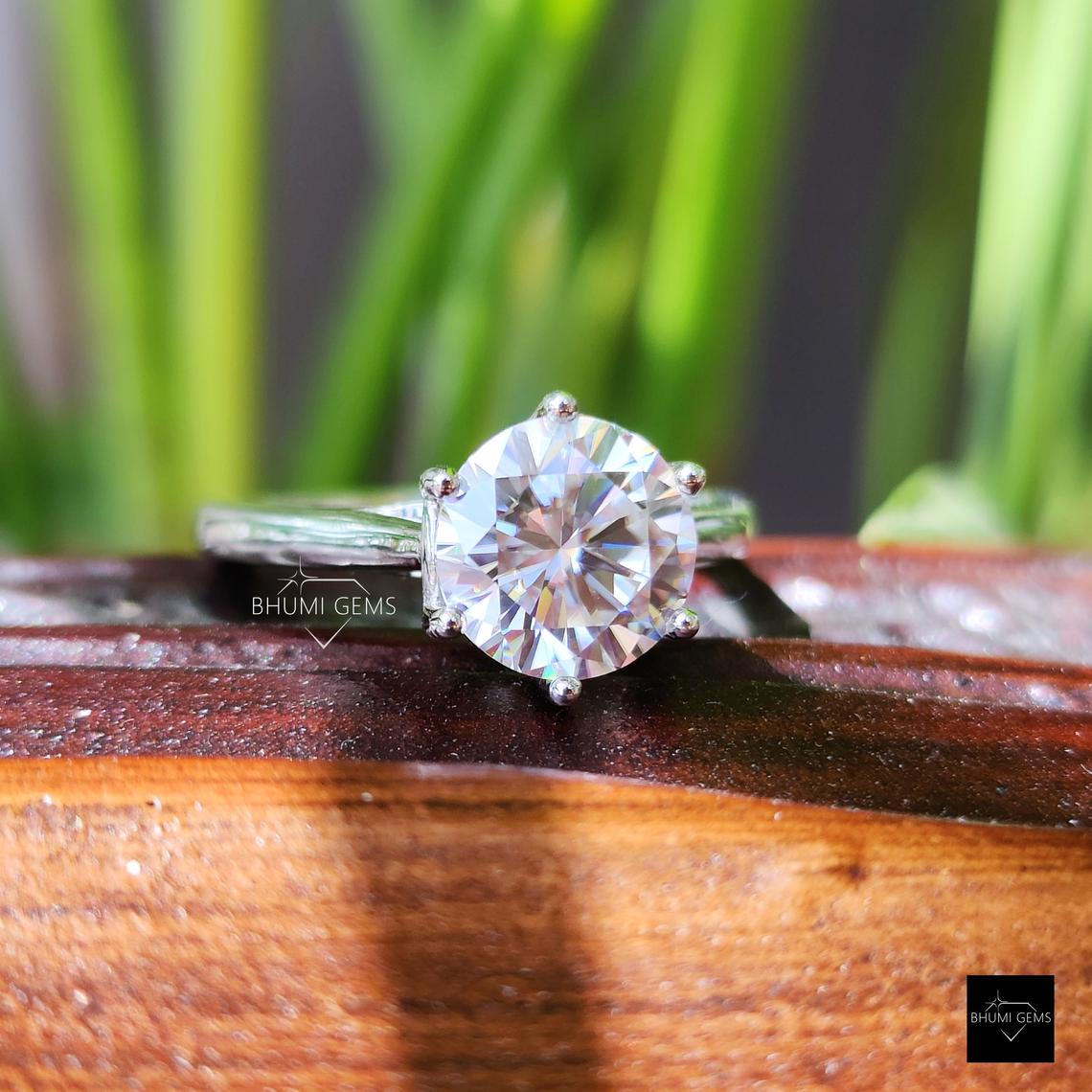 Classic 3 CT Round Cut Moissanite Engagement Ring - view 2