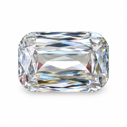 Emerald criss cut colorless loose moissanite, top view
