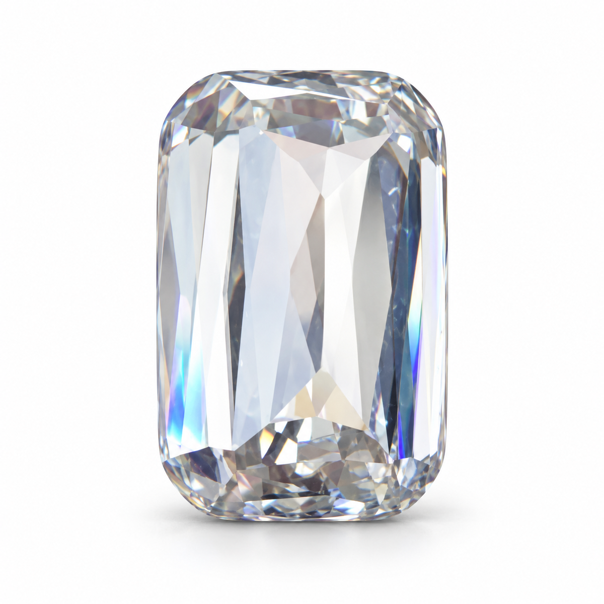 Emerald criss cut loose moissanite, pavilion view