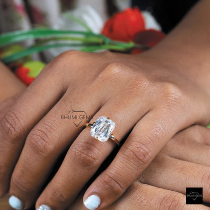 criss cut moissanite engagement ring