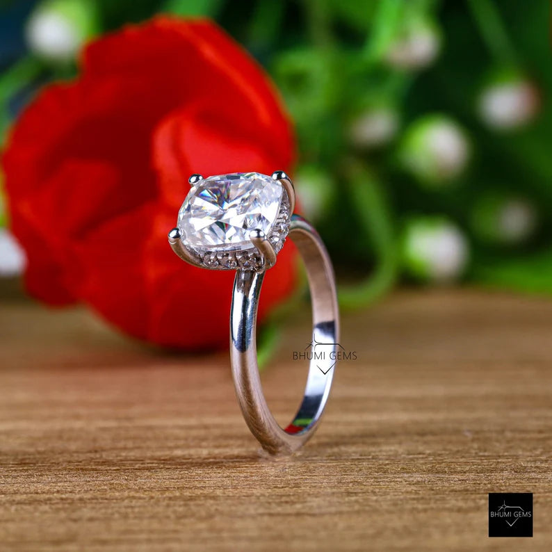 Cushion Moissanite 3 CT Engagement Ring - view 2