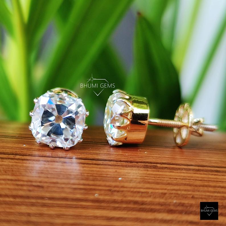 Cushion Cut Moissanite Earrings