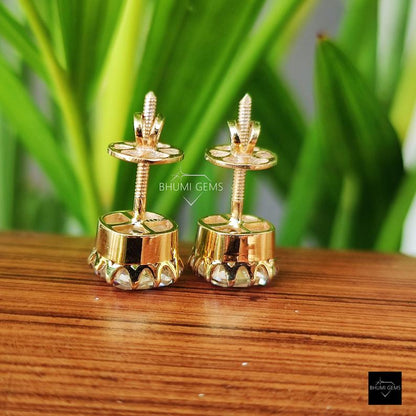 Old Mine Cut Colorless Moissanite Earrings - view 4