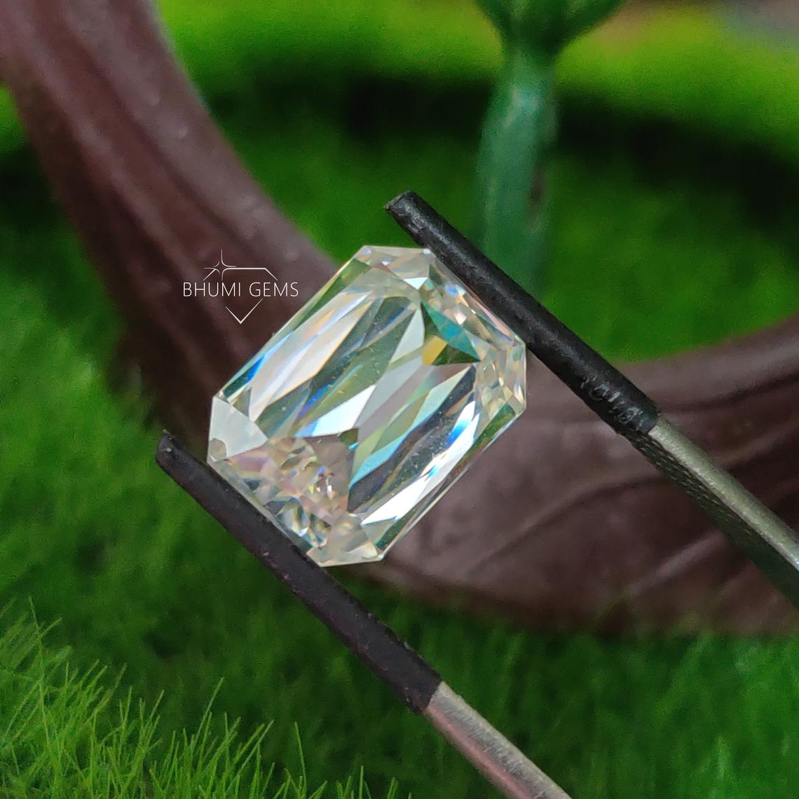 Emerald Criss Cut Loose Moissanite Diamond - view 5