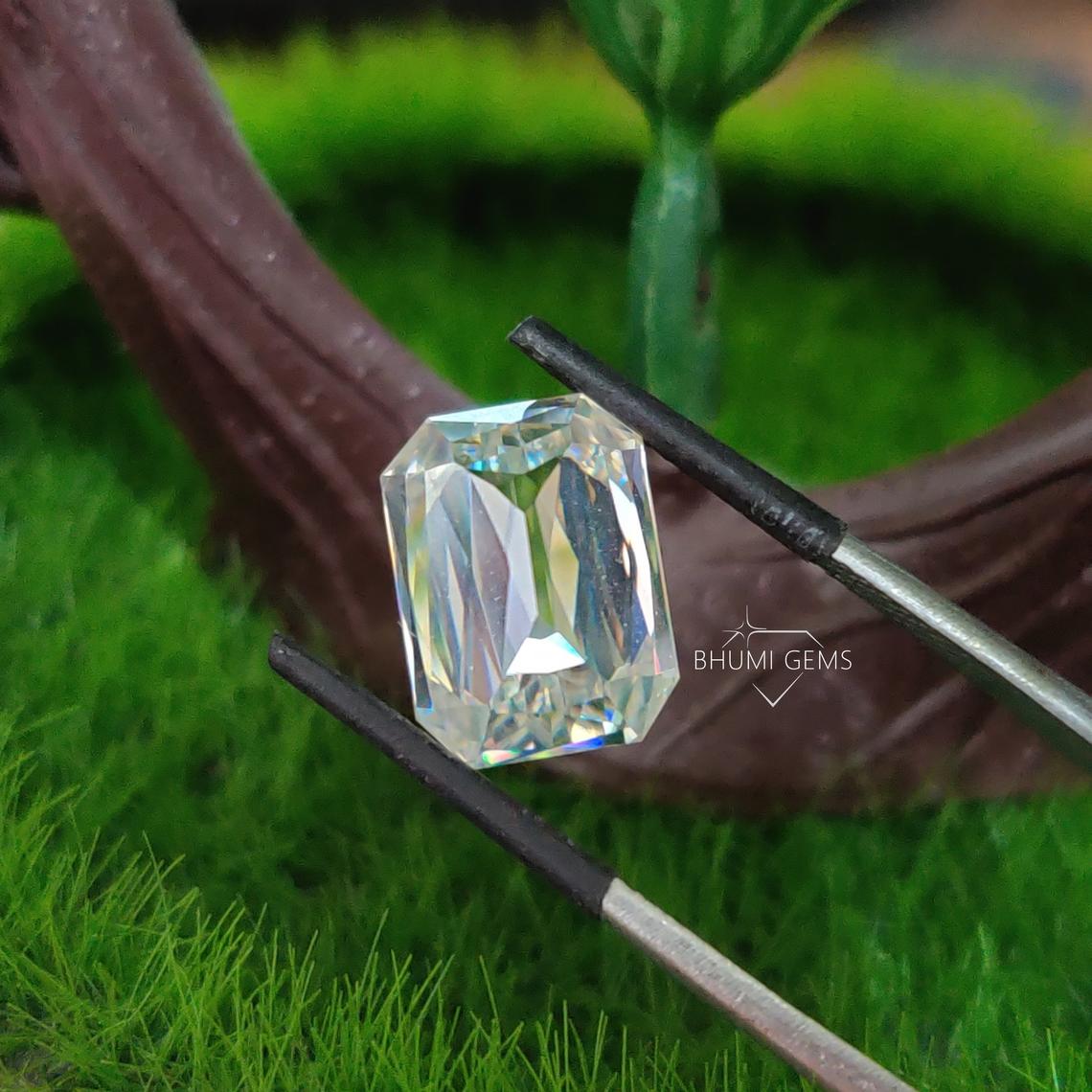 Emerald Criss Cut Loose Moissanite Diamond - view 6