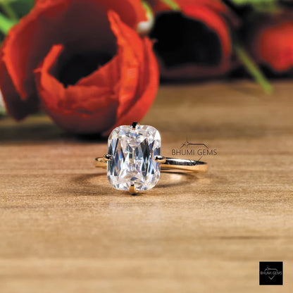 emerlad criss cut moissanite engagement ring