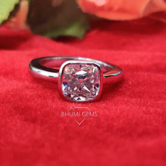 Cushion Cut Ring | Halo Moissanite Ring | Soliatire Ring