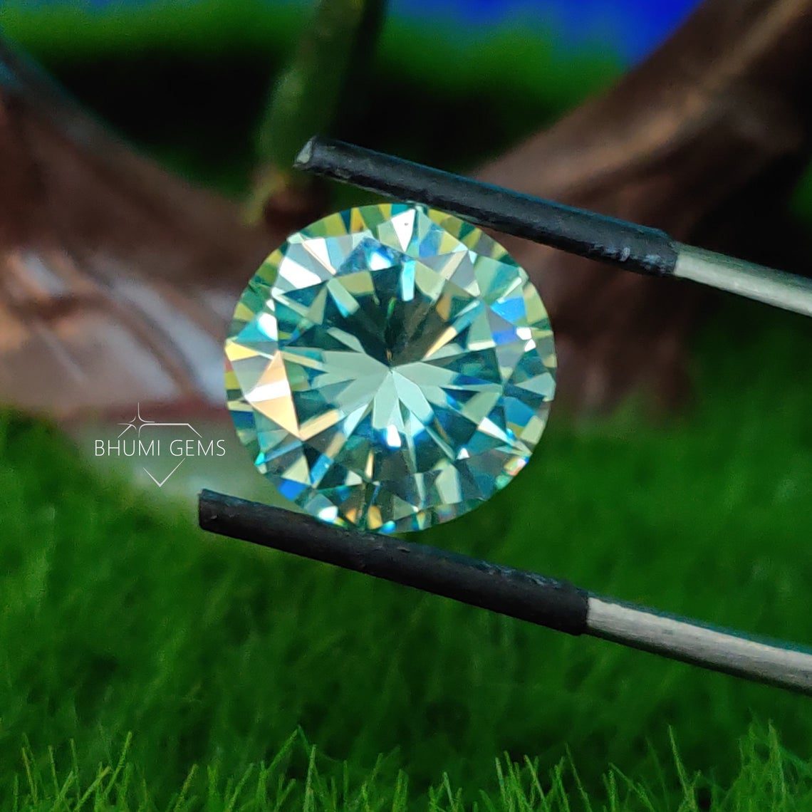 Green Round Loose Moissanite Diamond - view 5