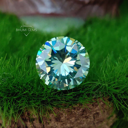 Green Round Loose Moissanite Diamond Gemstone | Bhumi Gems