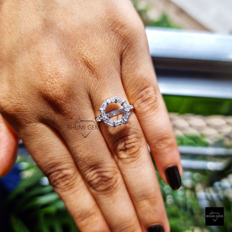 Halo Moissanite Semi Mount Engagement Ring - view 5