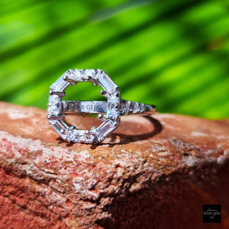 Halo Moissanite Semi Mount Engagement Ring - view 2