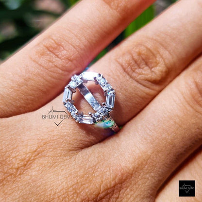 Halo Moissanite Semi Mount Engagement Ring - view 4