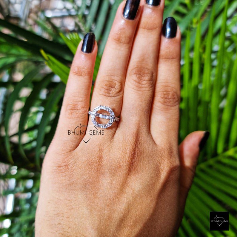 Halo Moissanite Semi Mount Engagement Ring - view 3
