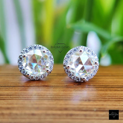 Halo Vintage Style Moissanite Stud