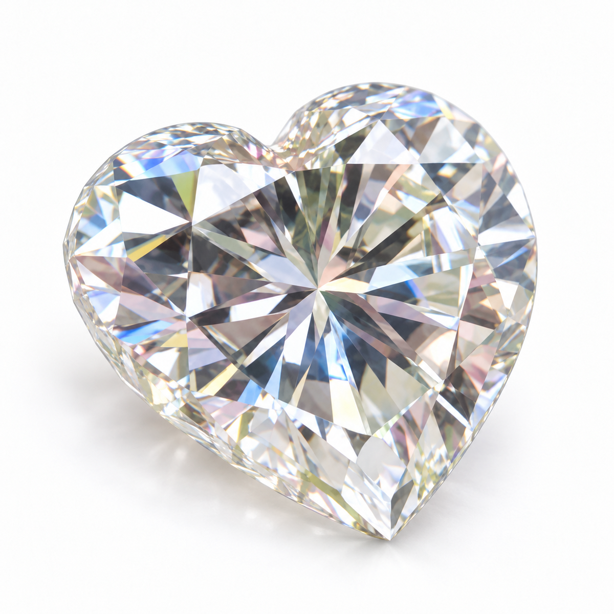 Heart cut loose moissanite, angled side view