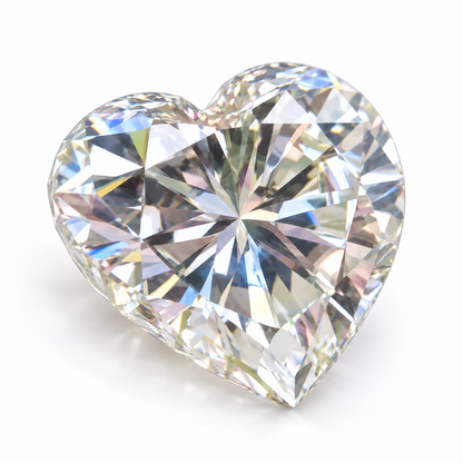 Heart cut loose moissanite, angled side view
