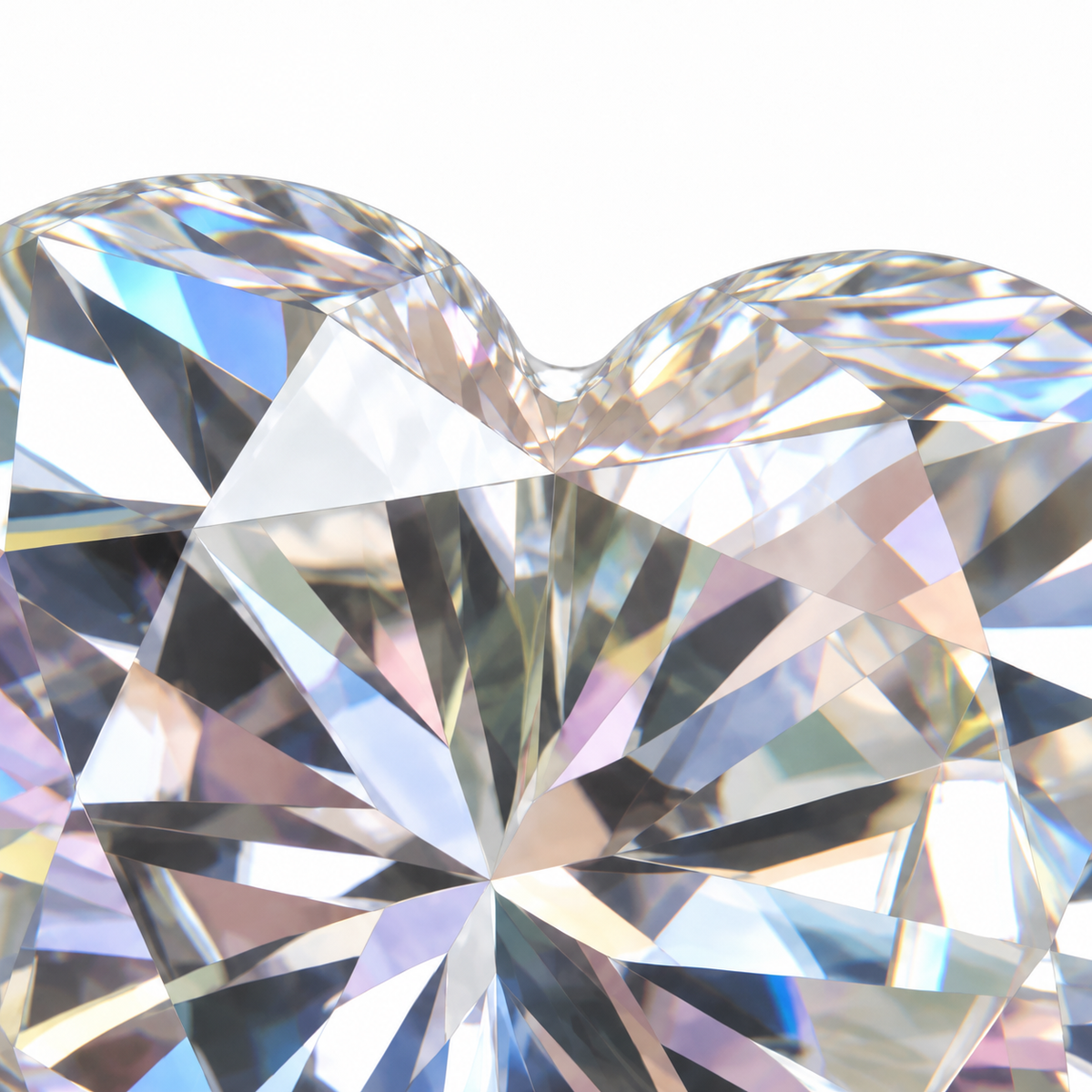 Heart cut loose moissanite, close-up of the facets
