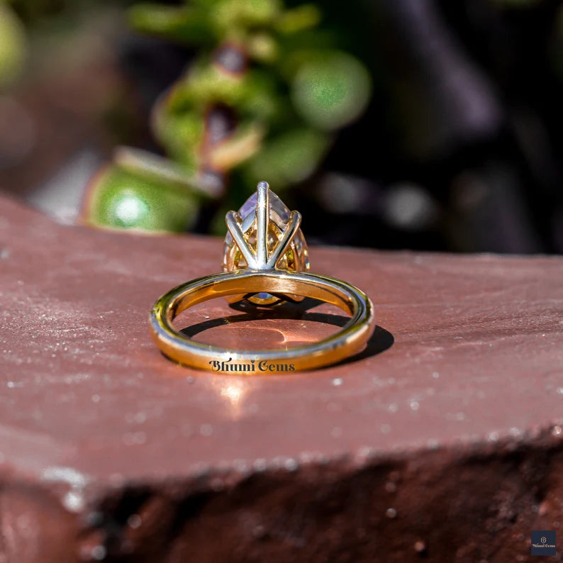 Champagne Moissanite 3 CT Pear Shaped Engagement Ring - view 5