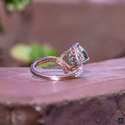 Blue Cushion Moissanite Engagement Ring - view 6