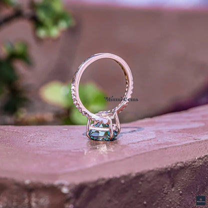 Blue Cushion Moissanite Engagement Ring - view 2
