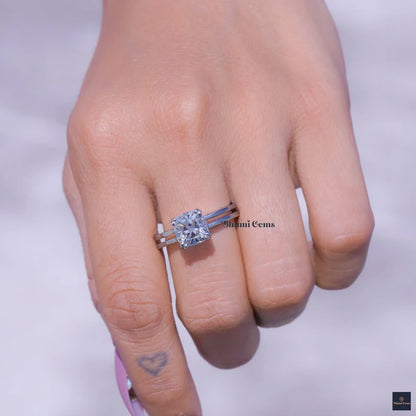 2 CT Cushion Moissanite Engagement Ring - view 3