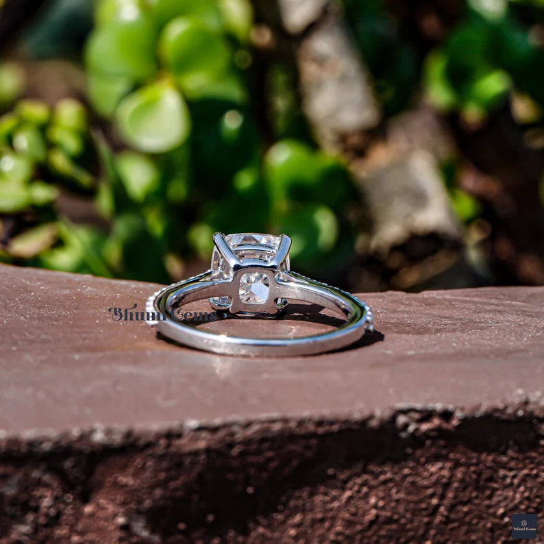 2 CT Cushion Moissanite Solitaire Engagement Ring - view 4