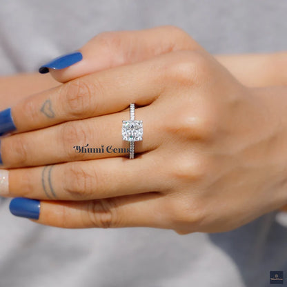 2 CT Cushion Moissanite Solitaire Engagement Ring - view 3