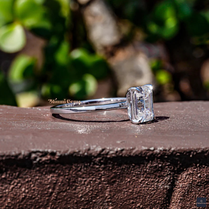 2 CT Emerald Cut Moissanite Engagement Ring - view 3