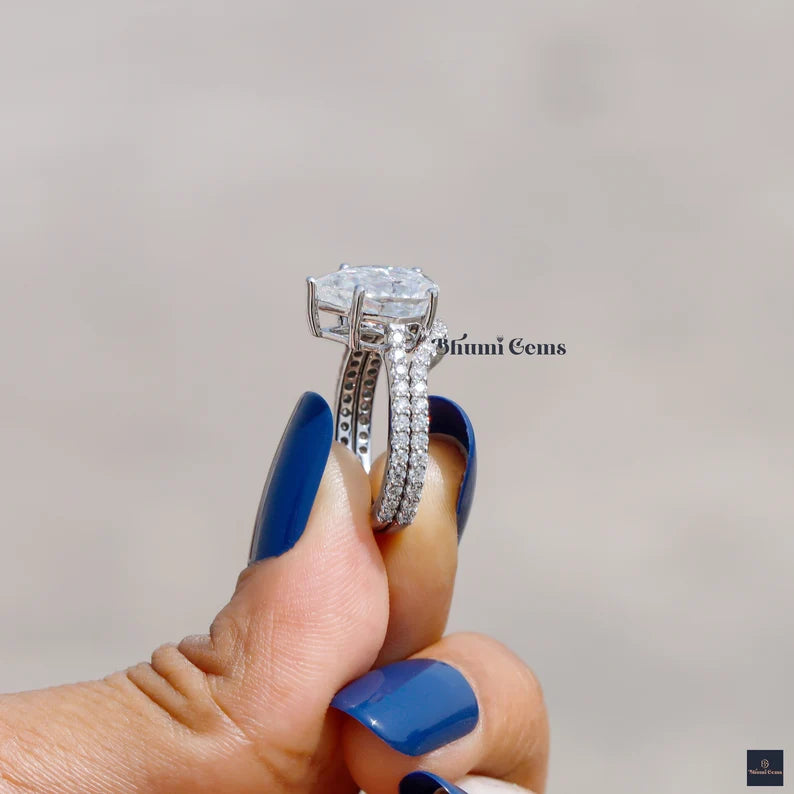 3 CT Pear Moissanite Bridal Ring - view 4