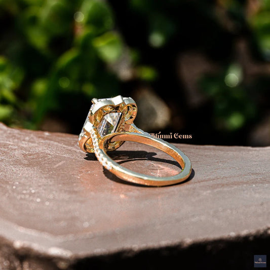 Emerald Cut 3CT Moissanite Antique Engagement Ring - view 2