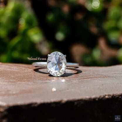 3 CT Oval Rose Cut Moissanite Ring