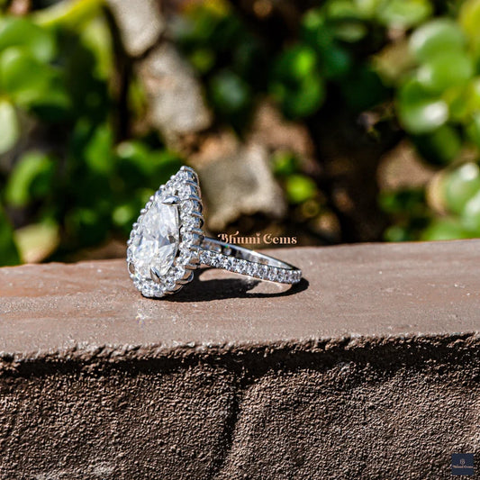 Pear 3 CT Halo Moissanite Engagement Ring - view 2
