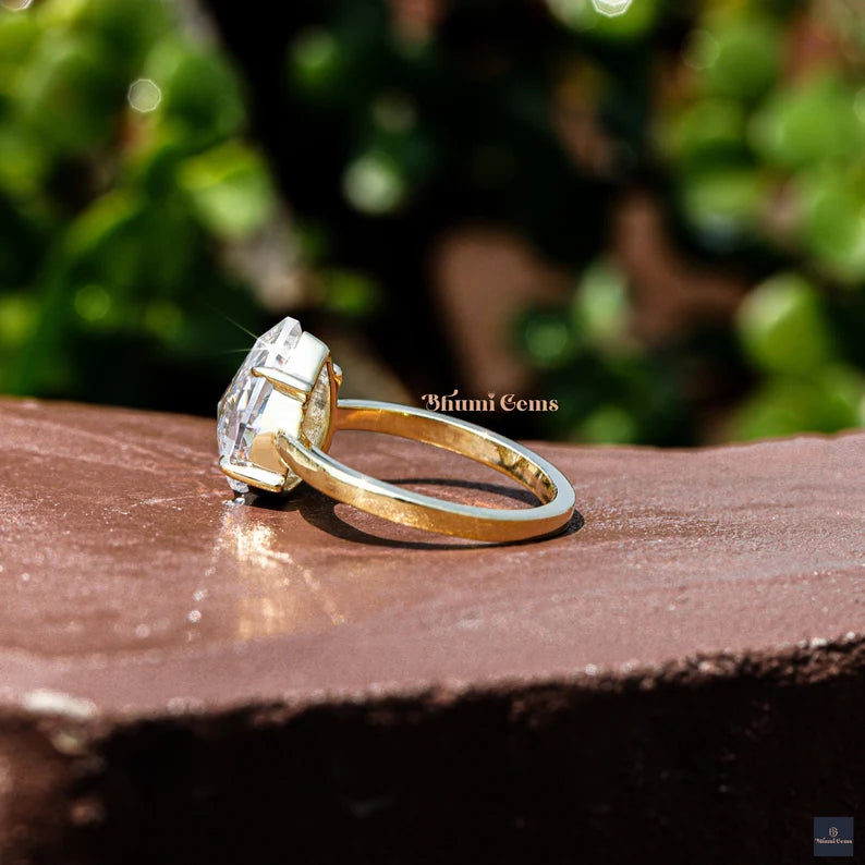 3 CT Pear Rose Cut Solitaire Engagement Ring - view 4