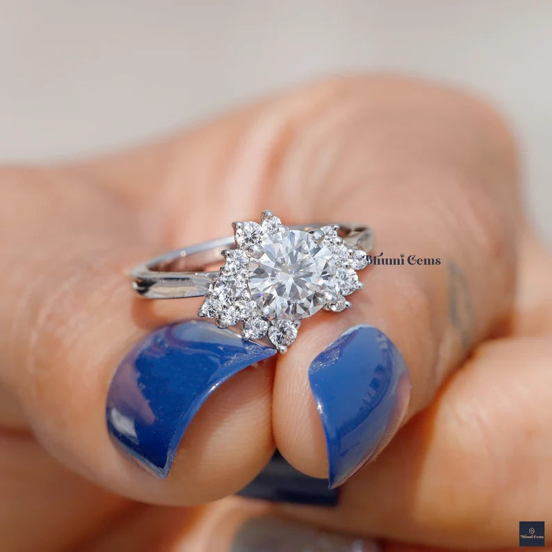 Round Moissanite Engagement Ring 1 CT Round Diamond - view 4