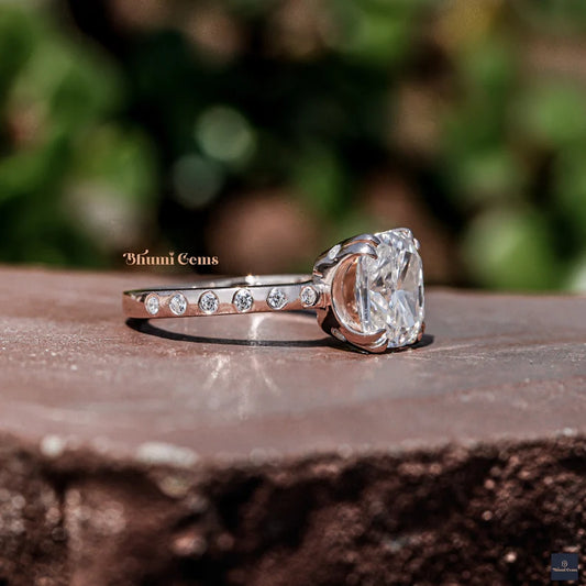 2.69TW Elongated Cushion Colorless Moissanite Engagement Ring - view 2