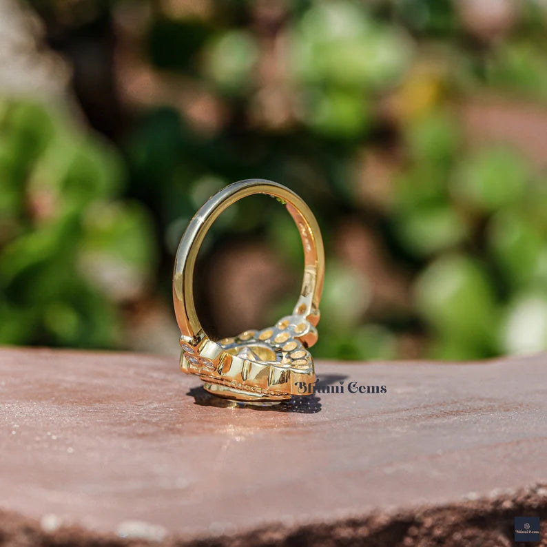 Halo Pear Shaped Moissanite Engagement Ring - view 4