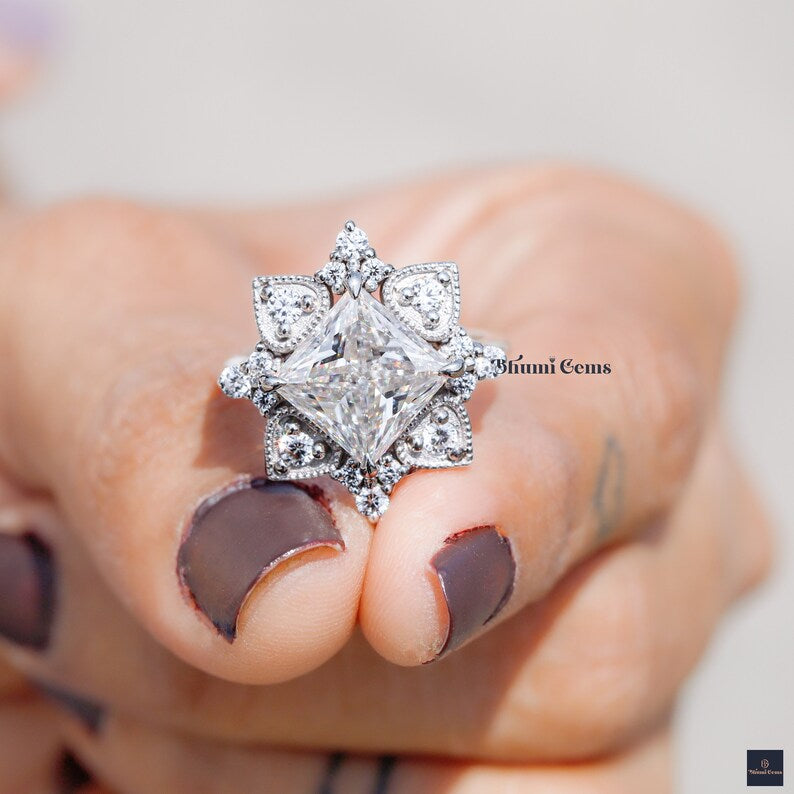 Art Deco Moissanite Engagement Ring - view 2