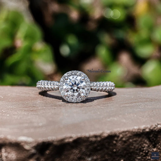 Moissanite Engagement Ring 1 CT Round Diamond